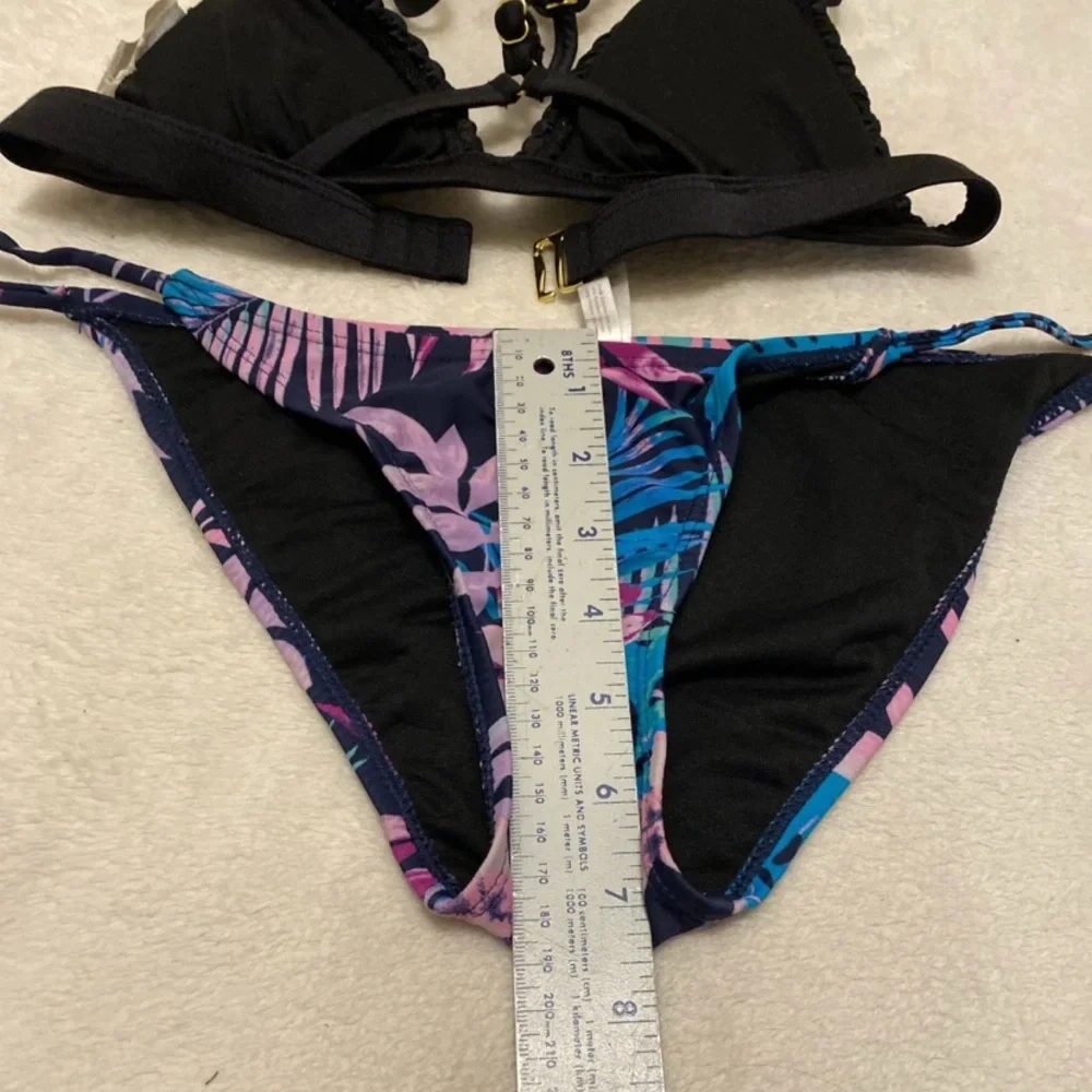 Black Top Multicolor Floral Bottom